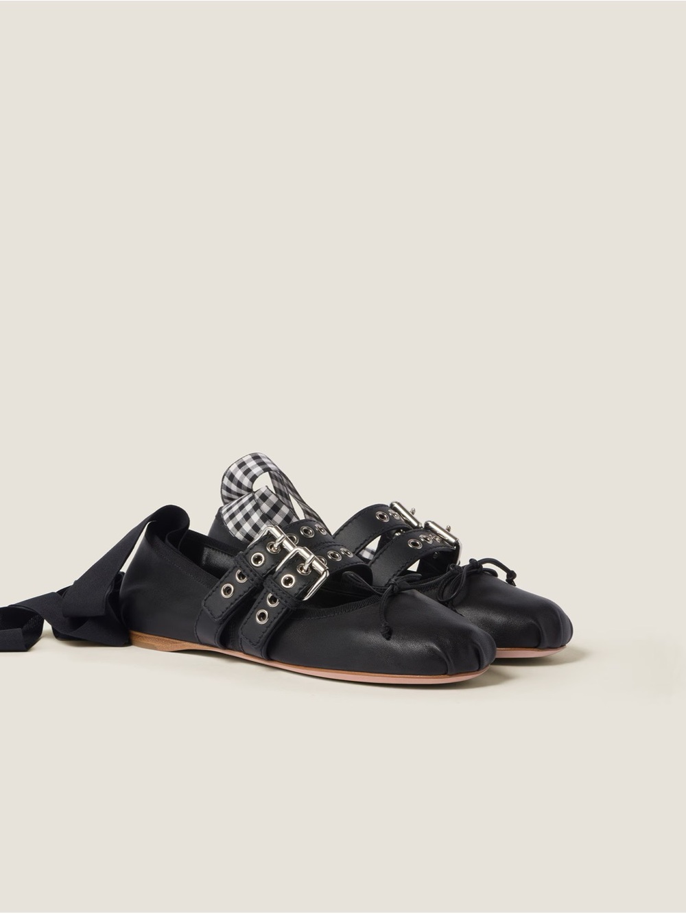 NWT Miu Miu Women’s Buckled Ankle Tie Ballet Flats sz35.5
